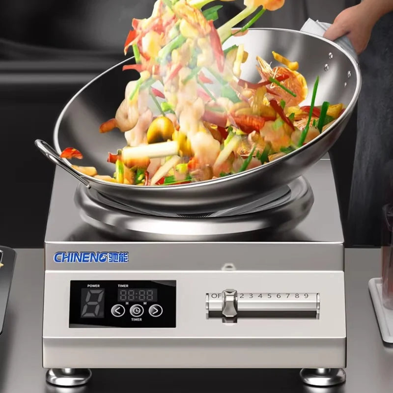 5000W Commercial Concave Induction Cooker High Power Electric Wok Stove for Restaurant Kitchen