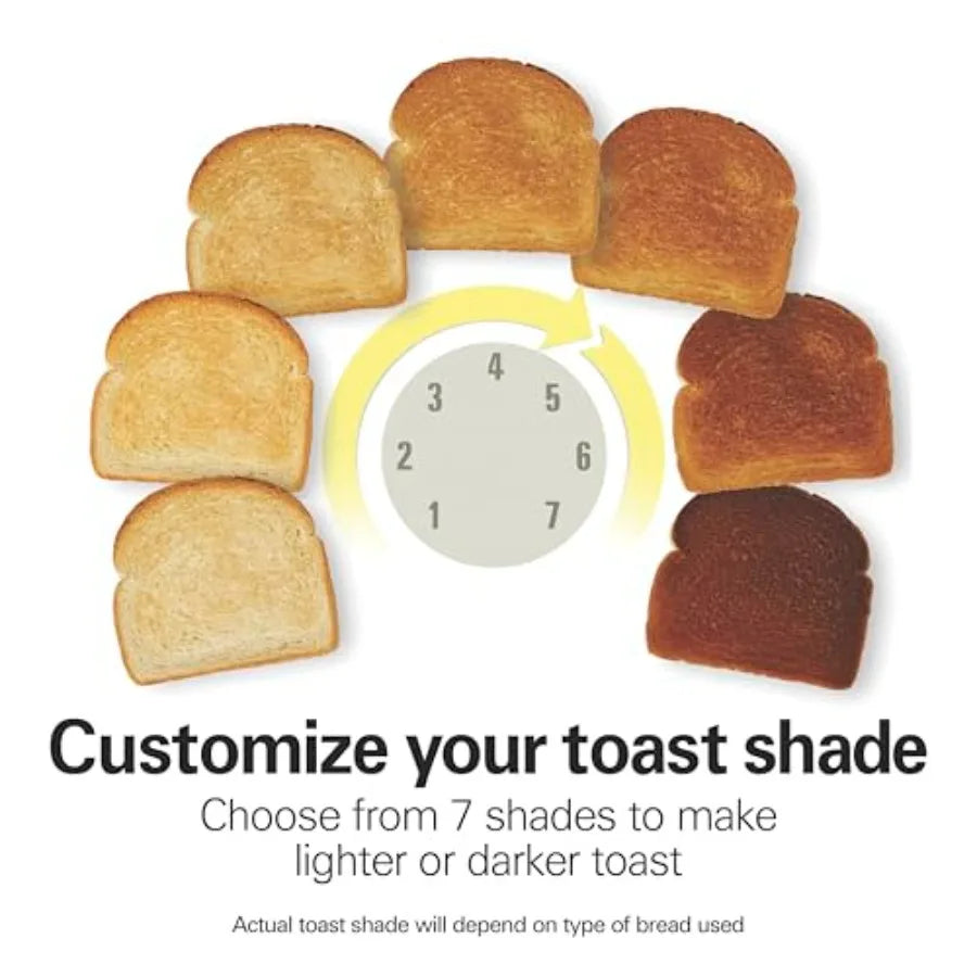2-Slice Toaster with Extra Long Wide Slots Matte Black Stainless Steel 7 Browning Levels Shade Selector Bagel Setting Sure-Toas