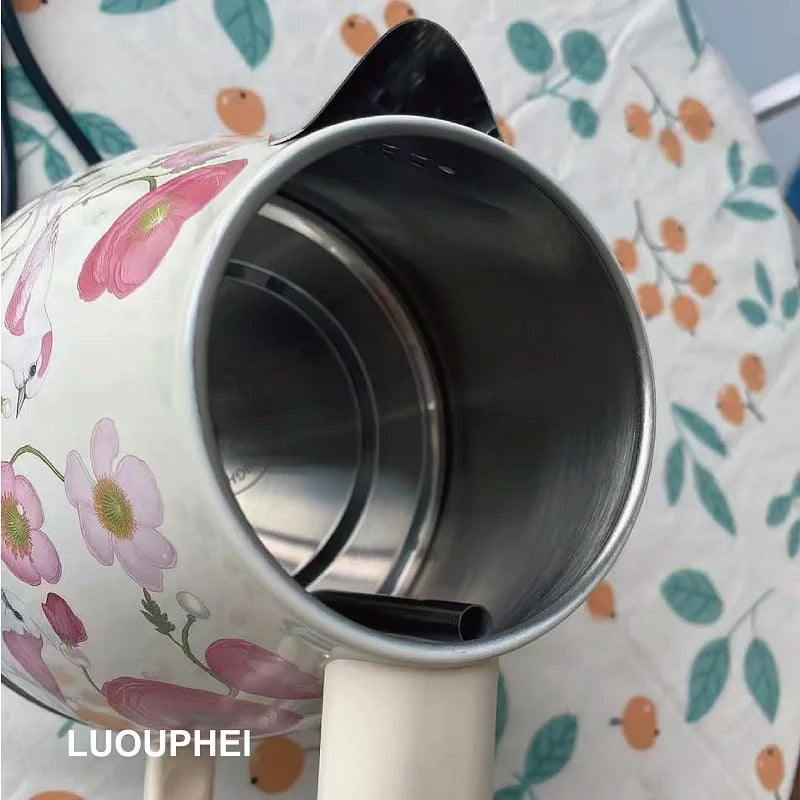 1.7L Retro Electrc Kettle Home With Temperature Display Boiling Water Auto Power Off 304 Stainless Steel Teapot Kitchen Tools