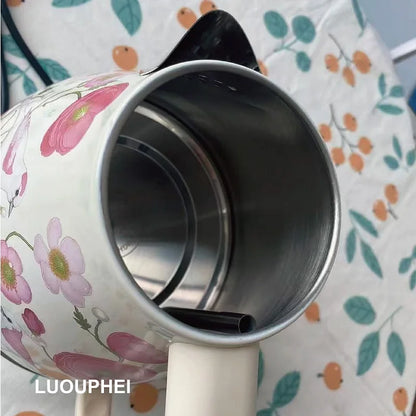 1.7L Retro Electrc Kettle Home With Temperature Display Boiling Water Auto Power Off 304 Stainless Steel Teapot Kitchen Tools