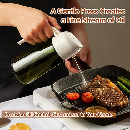 Oil Spray 470ml-2-in-1 Kitchen Oil Spray, Air Fryer, Salad, Vinegar and Kitchen Accessories Dispenser-Black
