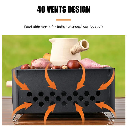 WESTTUNE Outdoor Charcoal Barbecue Grill Non-stick Barbecue Rack Heating Brazier Portable Household Grill Stove for Camping BBQ