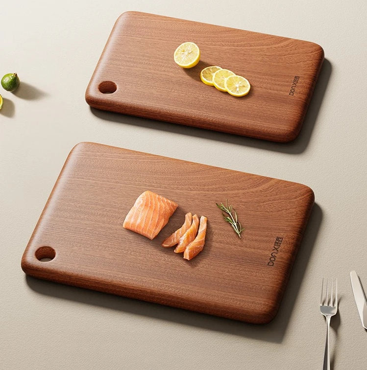 JUSTINLAU 4 Sizes Square Wood Cutting Board Ebony Household Antibacterial and Mildew Proof Fruit Meat Vegetables Chopping Board