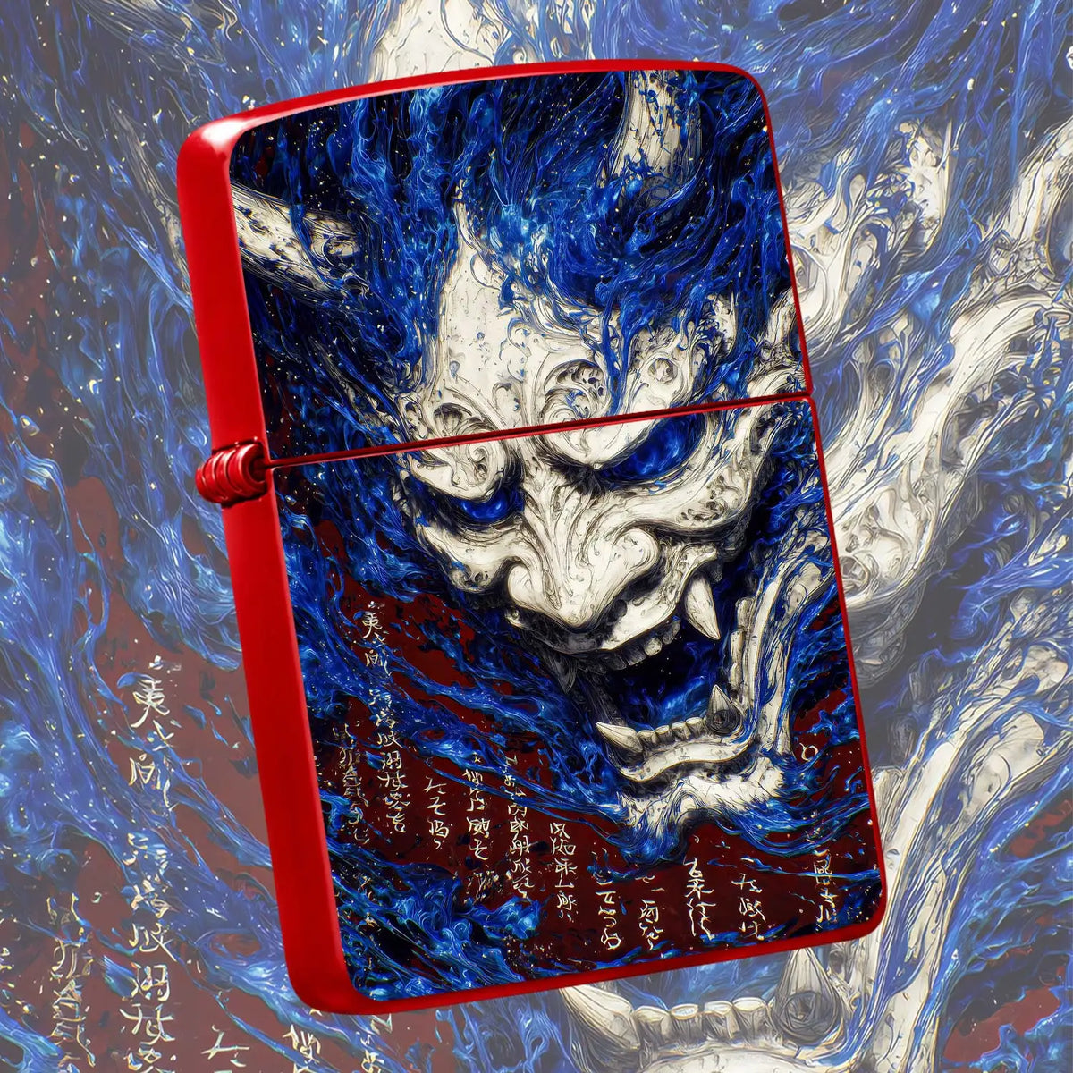 Creative Hannya Pattern Lighter, Stylish Blue Flame Oni Mask Art Desktop Ornament, Portable Cool Accessory For Daily Use, Unique Oriental Aesthetic Decor, Exquisite Gift For And Friends In Any Scene Interesting And Humorous L