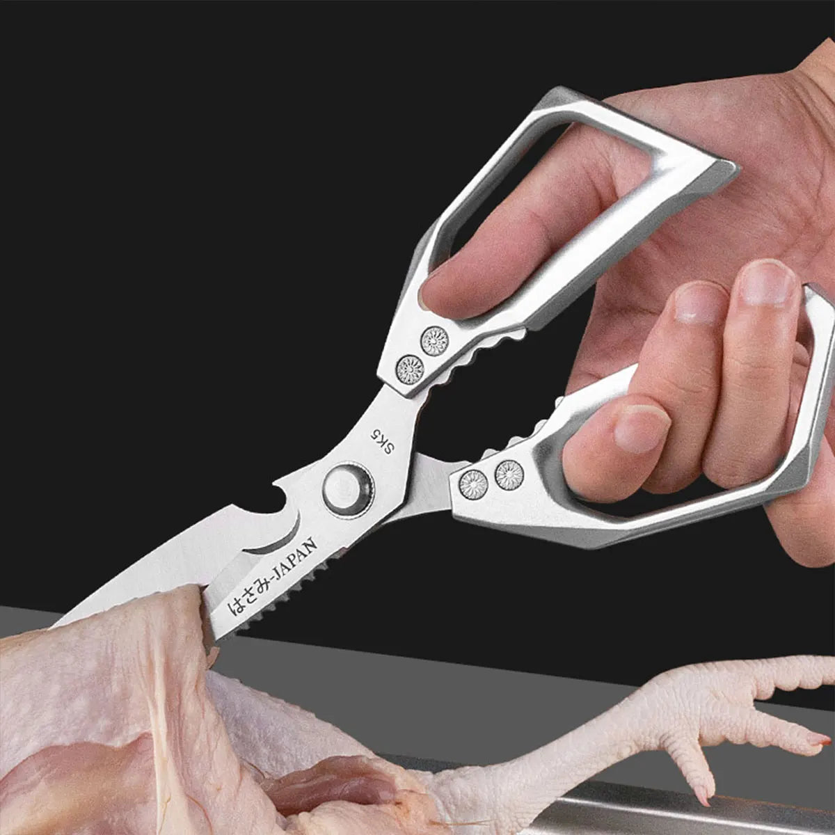 Heavy Duty Kitchen Shears - Professional Stainless Steel for Poultry, Herbs, Packaging | Anti-Slip Plastic Handle, Household