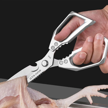 Heavy Duty Kitchen Shears - Professional Stainless Steel for Poultry, Herbs, Packaging | Anti-Slip Plastic Handle, Household
