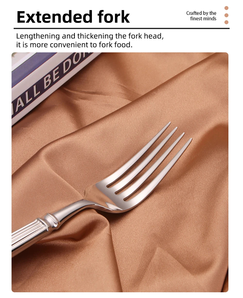 12/16/20 Pieces Sliver Tableware Set Stainless Steel Cutlery Elegant Dinnerware Vintage Knife Spoon Fork Set Kitchen Utensils