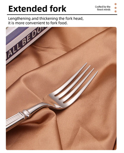 12/16/20 Pieces Sliver Tableware Set Stainless Steel Cutlery Elegant Dinnerware Vintage Knife Spoon Fork Set Kitchen Utensils