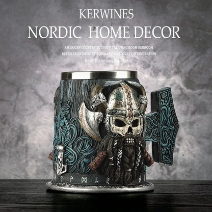 3D Beer Mugs Coffee Cups Gothic Goblet Iron Tankard Stainless Steel Resin Wine Glass Mug 600ML Skull Father's Day Gift 1 pcs