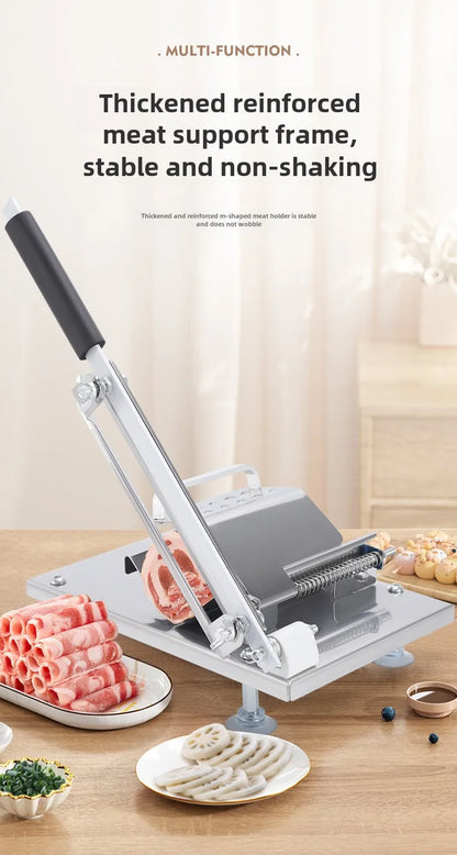 Multi-Functional Manual Meat Slicer - Stainless Steel Home & Commercial Slicing Machine for Lamb, Beef & Frozen Meat Cuts