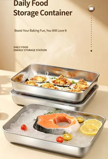 3 Pack Stackable Stainless Steel Food Containers Leakproof Clear Lid Storage Boxes Meal Prep Box for Home Camping