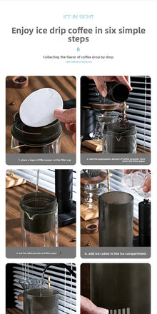 450ml Cold Brew Coffee Maker Iced Drip Pot Portable Cold Brewing with Control Valve Coffee Pitcher Home Summer Camping Tools