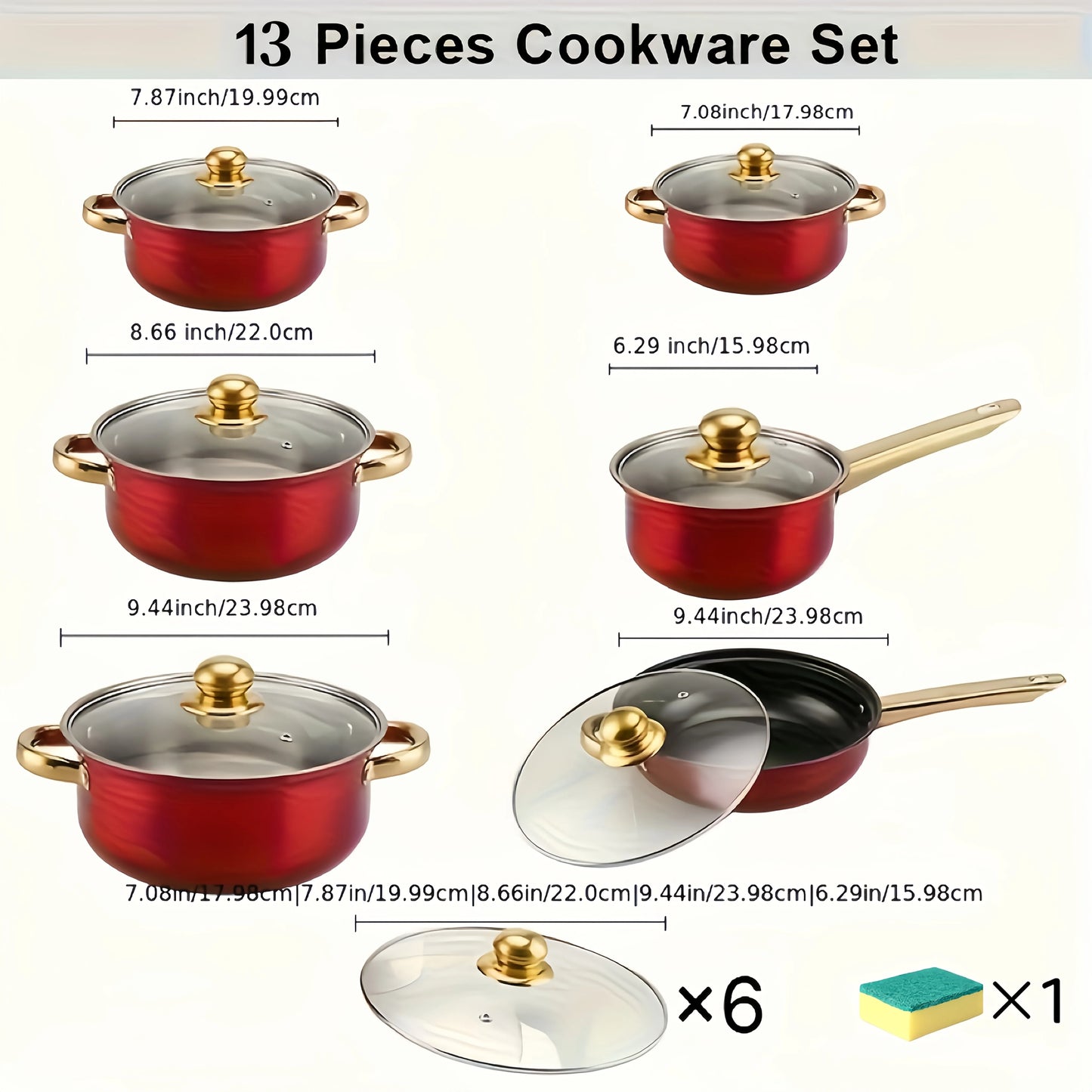 13pcs Tri-Ply Stainless Steel Cookware Set with Lids, Pots And Pans Kitchen Set, Induction-Ready, Pots And Pans Set, Induction