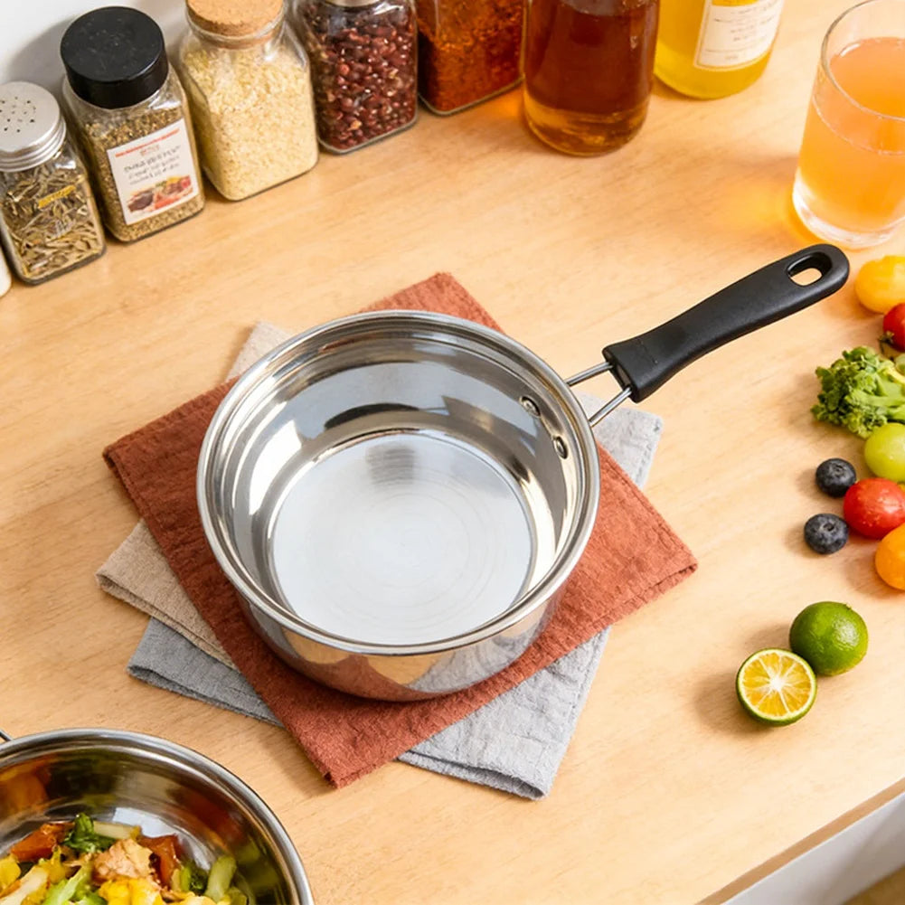 Glass Lidded Stainless Steel Saucepan with Multi Layer Base for Uniform Heating on Gas Induction Electric and Ceramic Stoves
