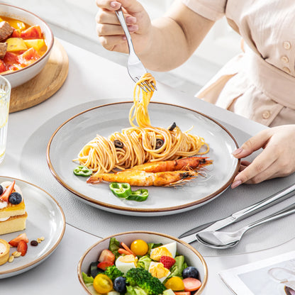 VANCASSO NYMPH 16/32 Piece Ceramic Glaze Tableware Set with Dinner/Dessert/Soup Plate/Bowl  For 4/8 Person 4 Color Optional