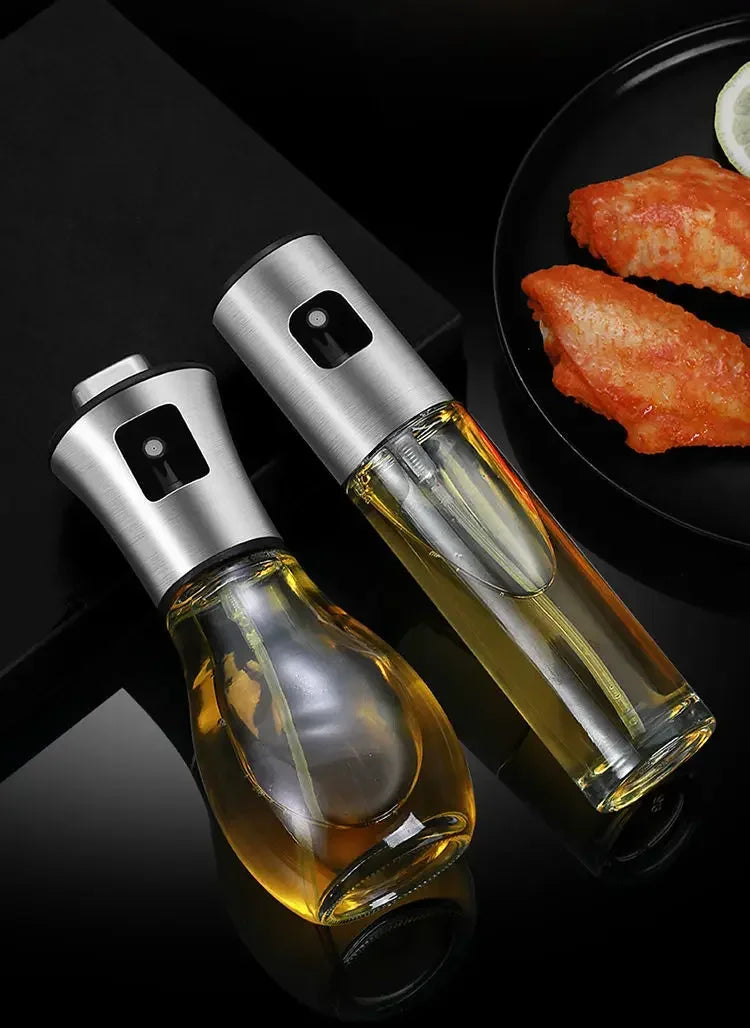 Kitchen Oil Sprayer for Cooking,6.8oz/200ml Olive Oil or Vinegar, Trigger Design,Stainless Steel Vinegar Glass Spray Bottle