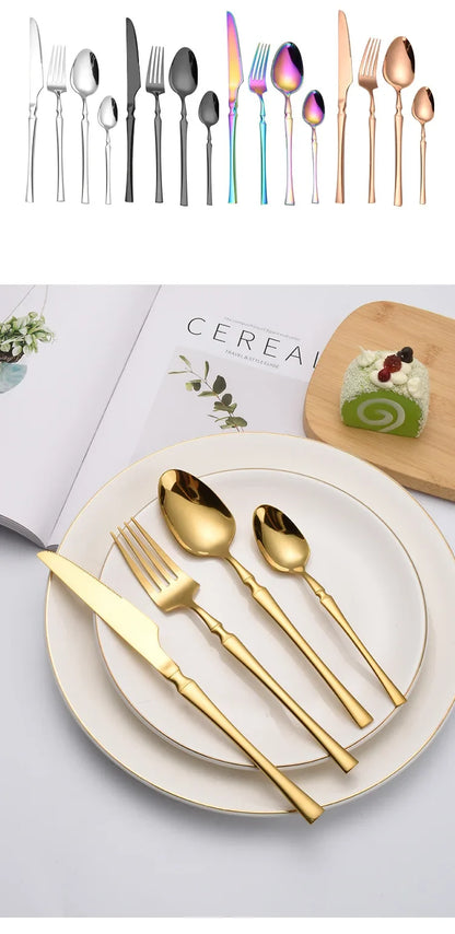 30/40/60pcs Silver Flatware Set Stainless Steel Tableware Knife Fork Coffee Spoon Dinnerware Dishwasher Safe Dinner Cutlery
