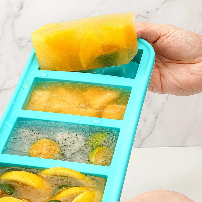 1PC 2/4/6Grid Silicone Freezer Mold with Lid Refrigerated Food Storage Box Food Box Ice Tray Mold Ice Box Fresh-keeping Box