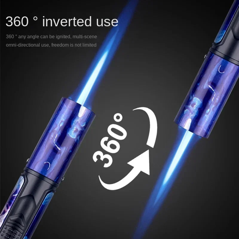 HONEST Metal Windproof Inflatable Lighter Pen Torch Jet Flame Butane Lighter Kitchen Barbecue Candle Camping Men's Small Tool