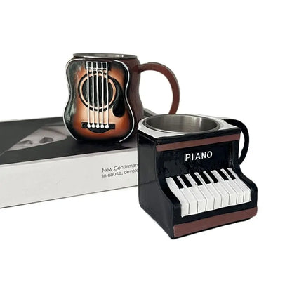 Resin Musical Instrument Coffee Mug Guitar Pattern Durable Coffee Cup Handcrafted Guitar Shaped Coffee Cup for Home Kitchen