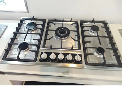 Kitchen Gas Cooking  Appliance 33 Inch Golden Stainless Steel  5 Eyes Gas Stove Built in Gas Cooker Countertop