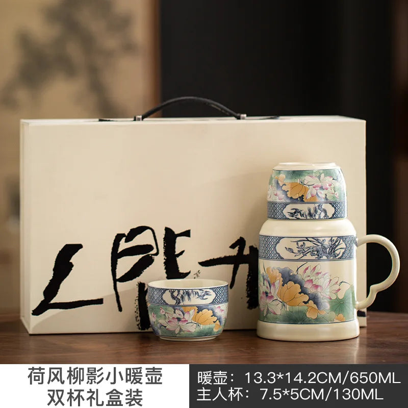 650ml Lotus Pond Moonlight Ceramic Water Jug Heat Insulation Water Kettle Carafe Hot and Cold Water Pitcher Teaware Accessories
