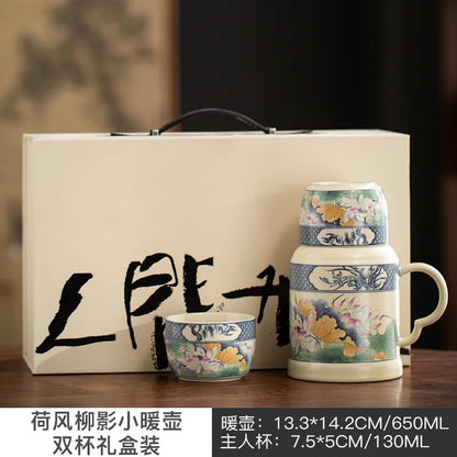 650ml Lotus Pond Moonlight Ceramic Water Jug Heat Insulation Water Kettle Carafe Hot and Cold Water Pitcher Teaware Accessories
