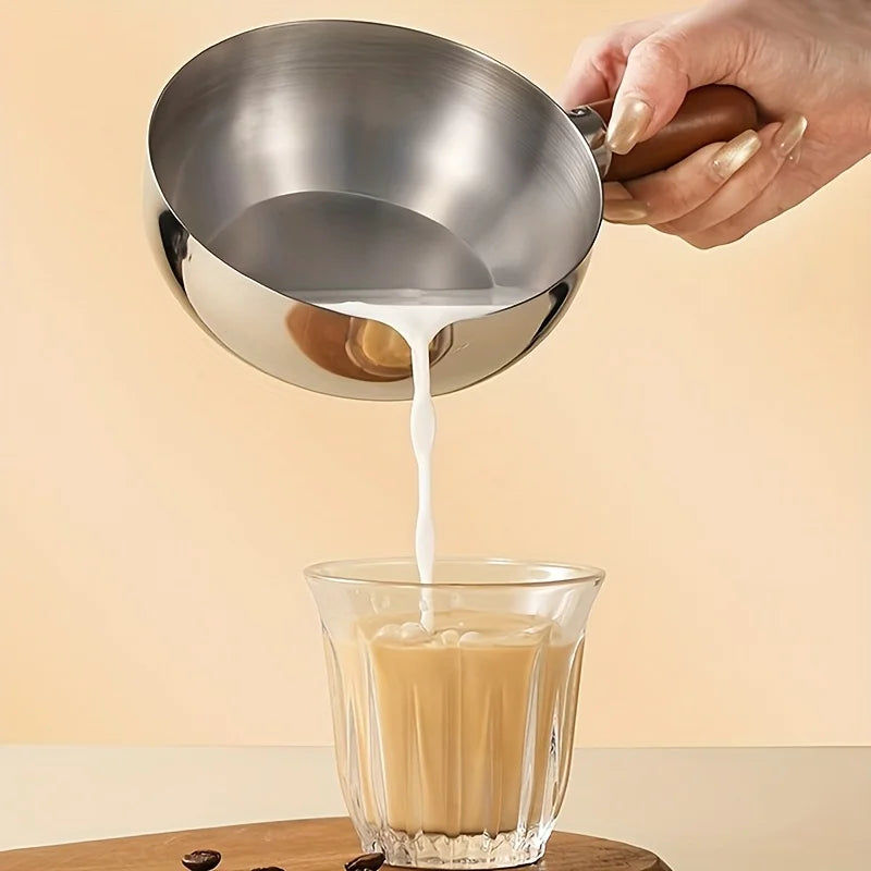 Multifunctional Stainless Steel Pot Without Lid,Wood Handle,Induction Ready,Even Heating – Ideal for Dorms, RVs & Small Kitchens