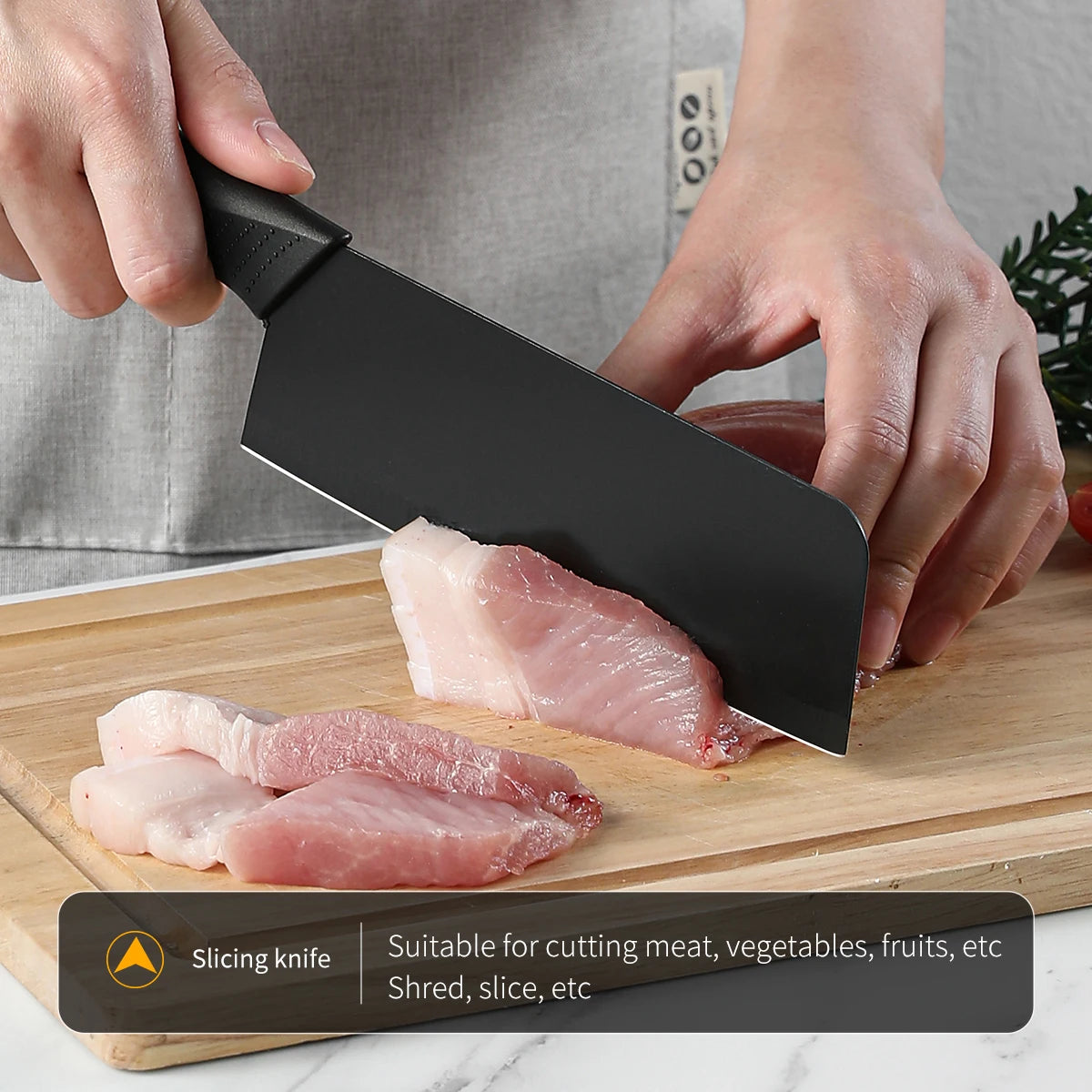 3-5PCS black stainless steel kitchen knife set, including a full set for kitchen, dormitory, household use, chef's knife, fr