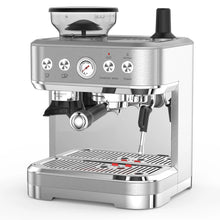 Espresso Machine with Milk Frother and Grinder, 15 Bar Automatic Espresso Coffee Machine All In One Coffee Maker with Italian ULKA Pump, 2.5L Water Tank, Brushed Stainless Steel for Home Office