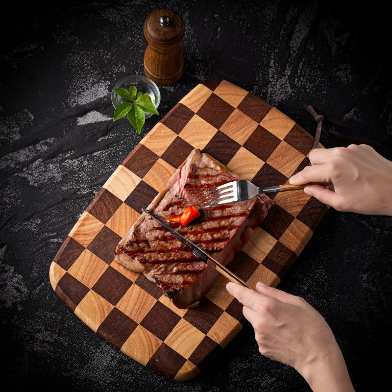 Checkerboard Rubberwood Cutting Board household chopping board kitchen auxiliary food board fruit solid wood case plat