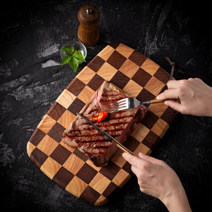Checkerboard Rubberwood Cutting Board household chopping board kitchen auxiliary food board fruit solid wood case plat