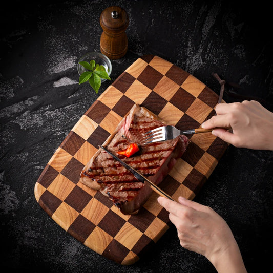 Checkerboard Rubberwood Cutting Board household chopping board kitchen auxiliary food board fruit solid wood case plat