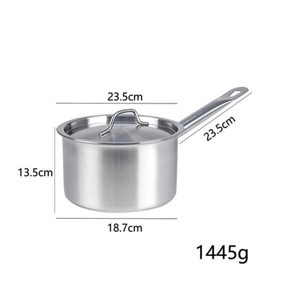 Stainless Steel Milk Pot 16 18 20 22 24cm with Lid Sauce Pan for Gas Electric Induction Stove Boiling Simmering Use