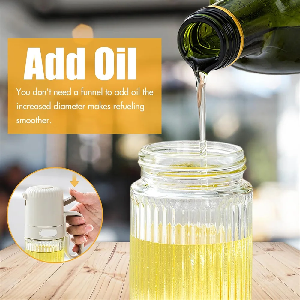 Glass Oil Sprayer Bottle,250ML Cooking Oil Dispenser Bottle For Kitchen Portable Reusable Bottles，For Air Fryer , Kitchen