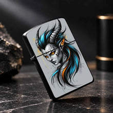 Stylish Tiefling Character Portable Igniter, Bold Cyan Orange Contrast Dark Fantasy Themed Accessory, Fits All Daily Scenarios, Ideal Unique Present For Friends And Hobbyists, Combines Decor Display And Practical Usage A Humo
