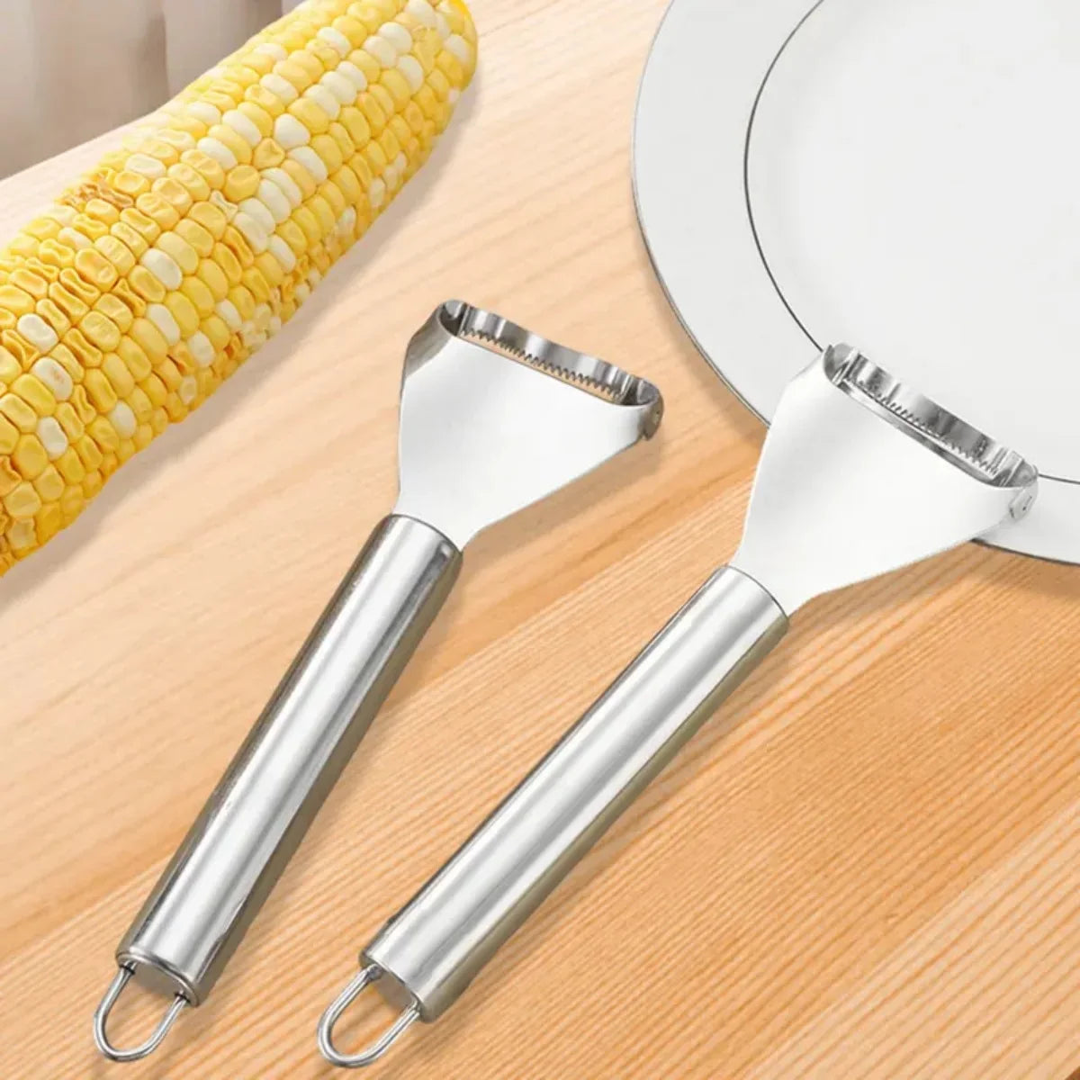 1Pc/2Pcs Stainless Steel Corn Peeler Serrated Corn Stripper Peelers Cob Shaver Planer Thresher Cutter Kitchen Fruit Vegetable Gadget Tool