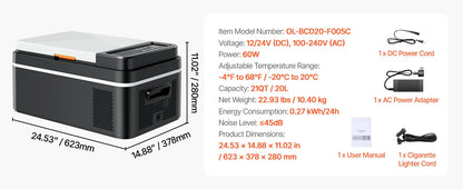 SucceBuy 20L 22L 35L 45L 55L Car Refrigerator Mini Fridge Freezer Portable Compressor Cooler DC 110-240V Ice Box for Camping