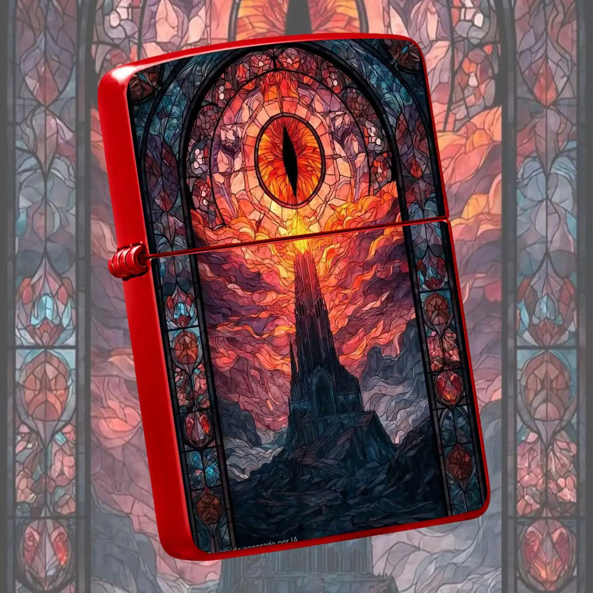 Creative Stained Glass Style Eye Of Sauron & Dark Tower Themed Lighter, Artistic Aesthetic Portable Accessory For Daily Use, Outdoor Camping, Lighting Candles Incense, Unique Exquisite Gift For Fantasy Art Fans, Multi-Scenari