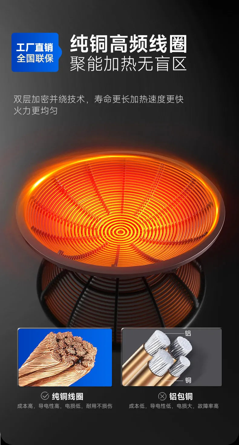 5000W Commercial Concave Induction Cooker High Power Electric Wok Stove for Restaurant Kitchen
