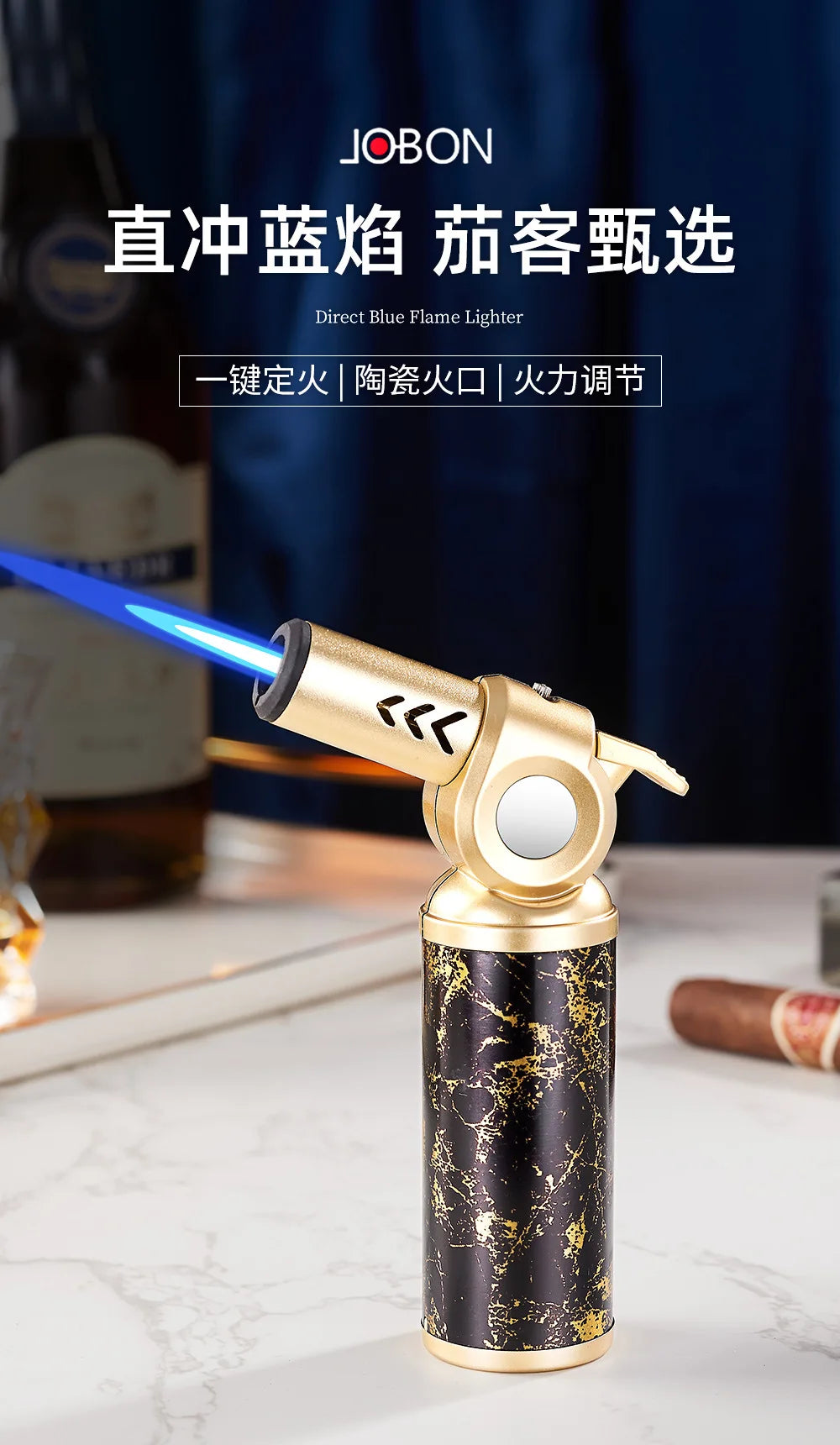 JOBON Metal Windproof Cigar Lighter Camping Kitchen BBQ Baking Tool Welding Gun Turbine Torch Lighters smoke accesoires