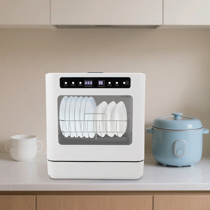 Portable Mini Countertop Dishwasher 39*43*46cm/15.35*16.92*18.11in- US Standard Household Energy-Saving Efficient with LED Display Bowl Rack Chopsticks Rack
