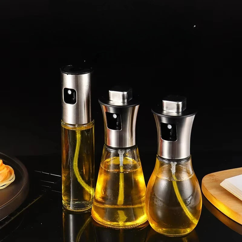 Kitchen Oil Sprayer for Cooking,6.8oz/200ml Olive Oil or Vinegar, Trigger Design,Stainless Steel Vinegar Glass Spray Bottle