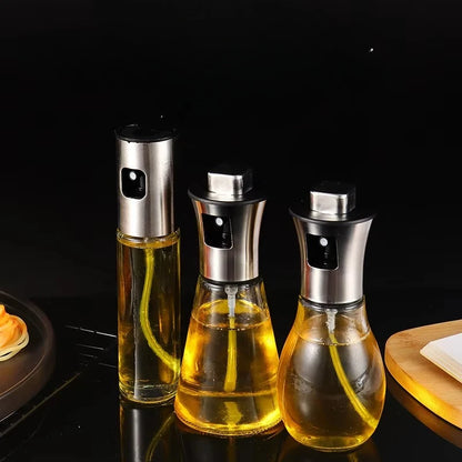 Kitchen Oil Sprayer for Cooking,6.8oz/200ml Olive Oil or Vinegar, Trigger Design,Stainless Steel Vinegar Glass Spray Bottle