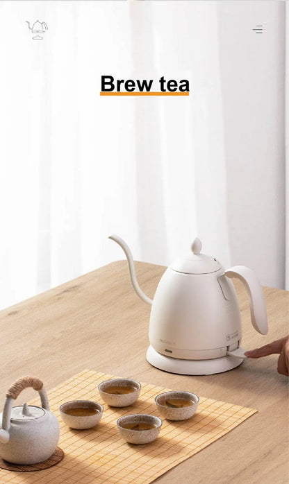 220V Electric Kettle Mini Gooseneck Kettle Pour-over Coffee Kettle 304 Stainless Steel Kettle Teapot Automatic Power Off 600ml