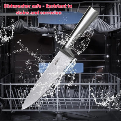 5 Piece Stainless Steel Kitchen Knife Set, Ergonomic Hollow Handle Design, Household Chef Knife for Chopping Carving Slicing