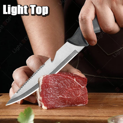 Stainless Steel Fish Filleting Knife Meat Cutting Fish Killing Knives Multifunctional Fruit Knife Sharp Butcher Knife with Cover