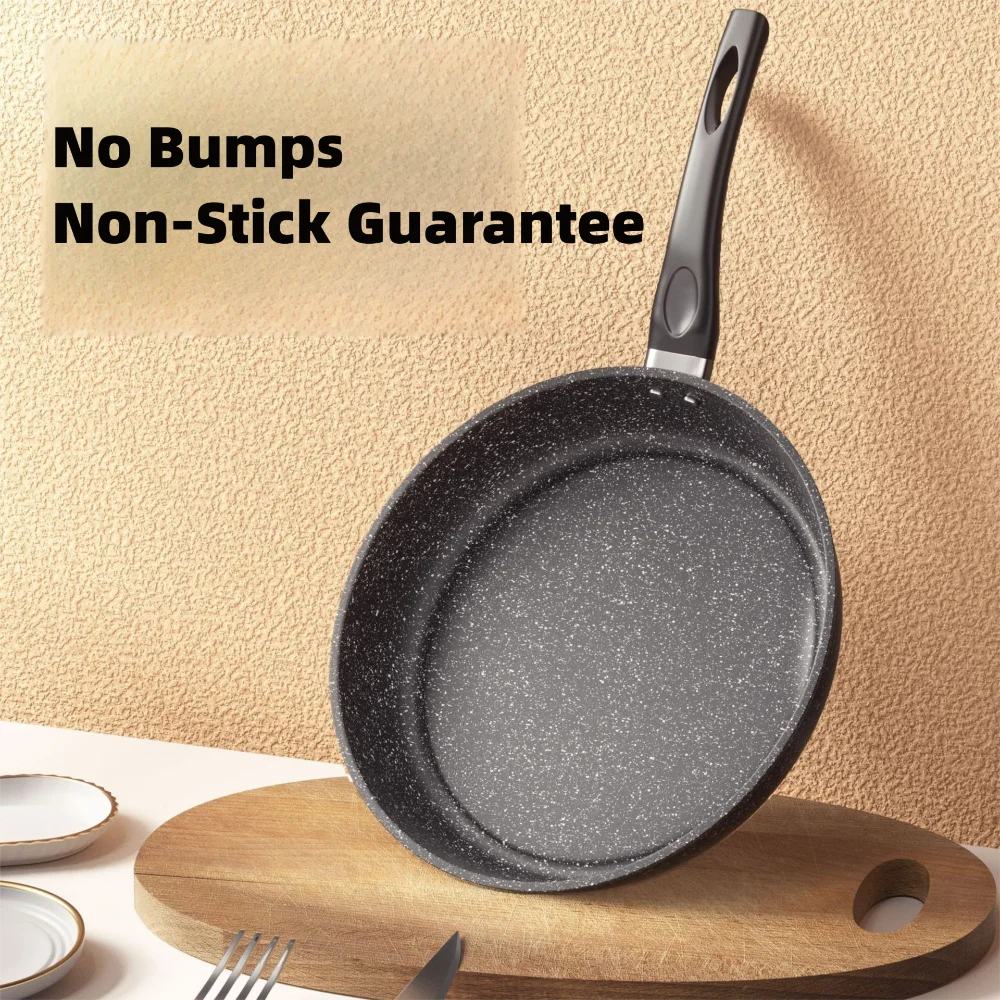 22/24/26/28cm Steak Frying Pan with Glass Lid Stone Skillet Cookware Muliti-Purpose NonStick Kitchen Cooking Tools