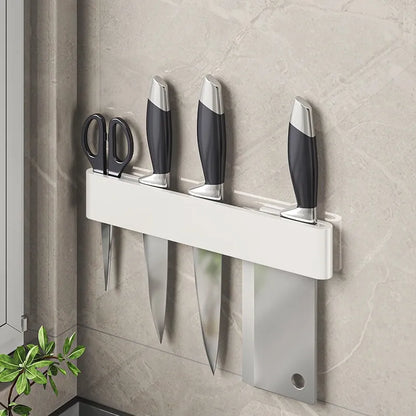 Wall-Mounted Kitchen Knife Holder No Punching Stainless Steel Storage Rack for Home Use 304 Steel Knife Insertion Rack