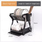 Dish Drainer Dish Drying Rack Kitchen Storage Double Layer Dish Drainer Shelf Knife Fork Container Holder Cutting Board Stand